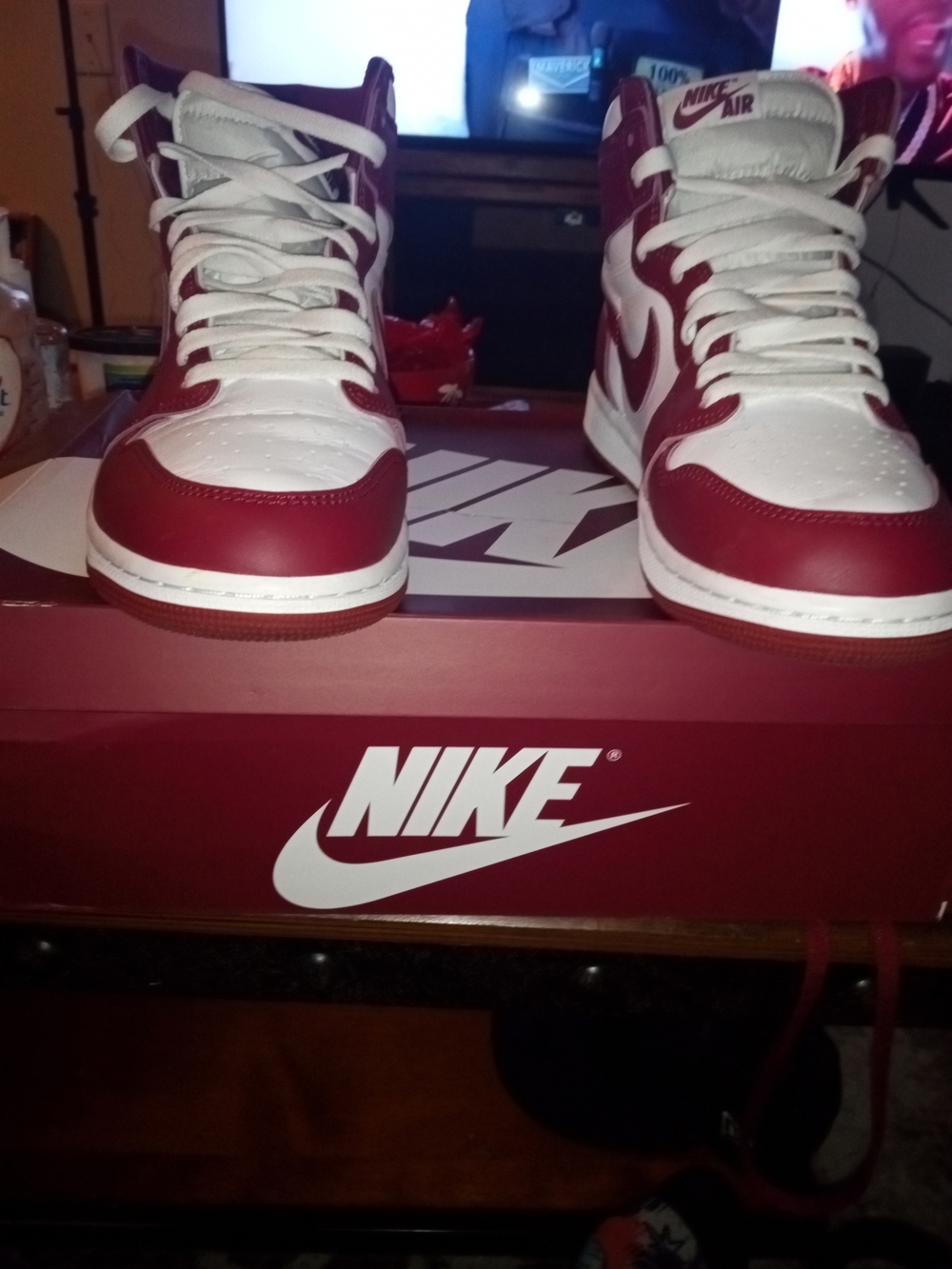 Jordan Men's High Top Sneakers - White & Red